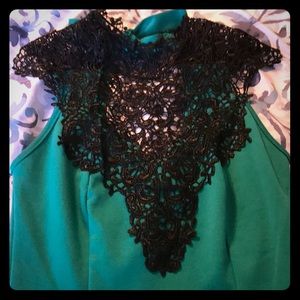 Dressy top, emerald green!